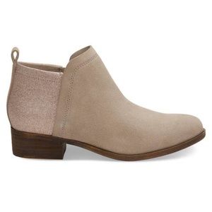 TOMS Deia Bootie Tan Suede and Glimmer